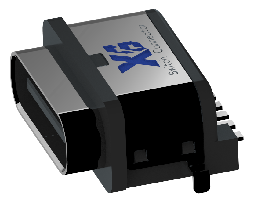 XB-ATCF-06-017,18 TYPE C 6P 沉板防水母座A款(外壳2脚插板,端子SMT)